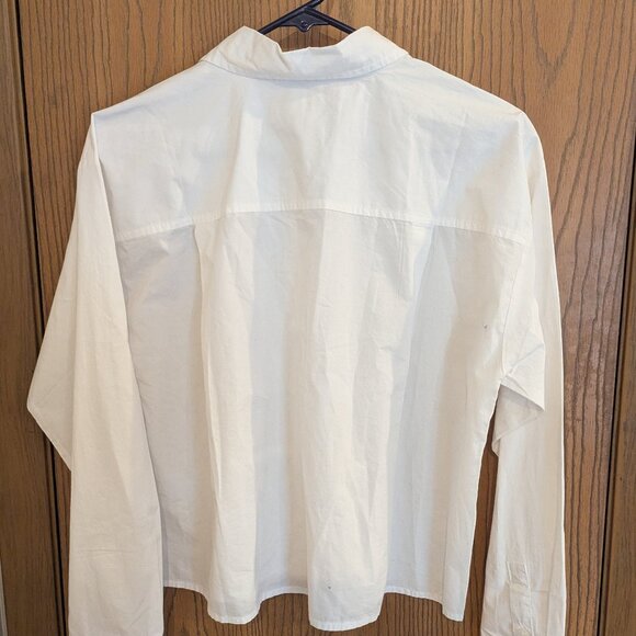 NWT Loft Button Down Collar "Bib" Textured White Blouse-M - Picture 6 of 6